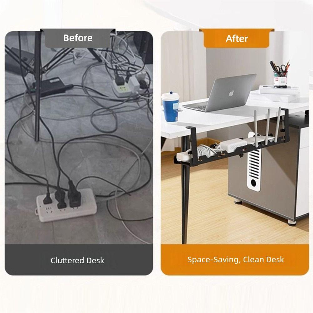 Foldable 40-74cm Cable Storage Rail Steel Desk Wire Organizer For Household Organizing