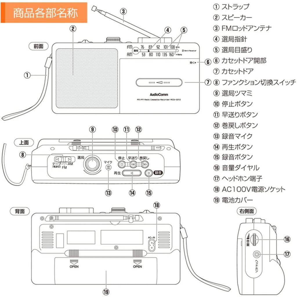Ohm Electric Mono Radio Cassette Player White X 24 X 9cm Size/13