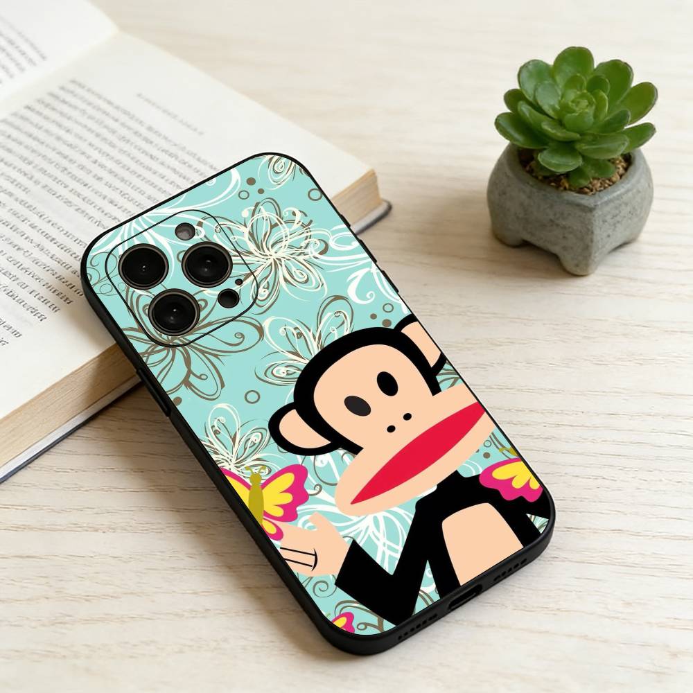 P-Paul Frank Чехол для телефона для iPhone 17, 16, 15, 14, 13, 12, 11 Plus, Pro Max, Другие Мягкий Черный Чехол