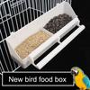 Parrot Feeder with Perch Stick 2 Compartments Leak-proof Feeding Dish Bite Resistant Cage Accessories