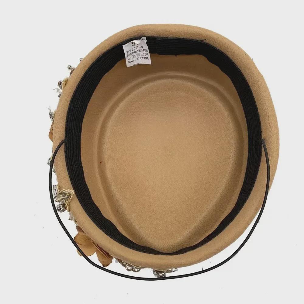 «Женская фетровая шляпа-тюрбан в британском стиле в стиле ретро с цветами — идеально подходит для церковных мероприятий и дерби»