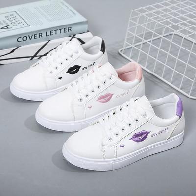 Весенние новые модные белые туфли студентки на шнуровке с круглым носком, одинаковые по цвету, повседневные спортивные туфли для скейтбординга, оптовая продажа