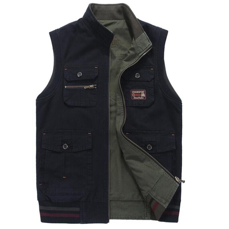 Мужской жилет плюс 9xl, хлопковый двусторонний тактический жилет со многими карманами, куртка без рукавов Chalecos Para Hombre, пальто для мужчин