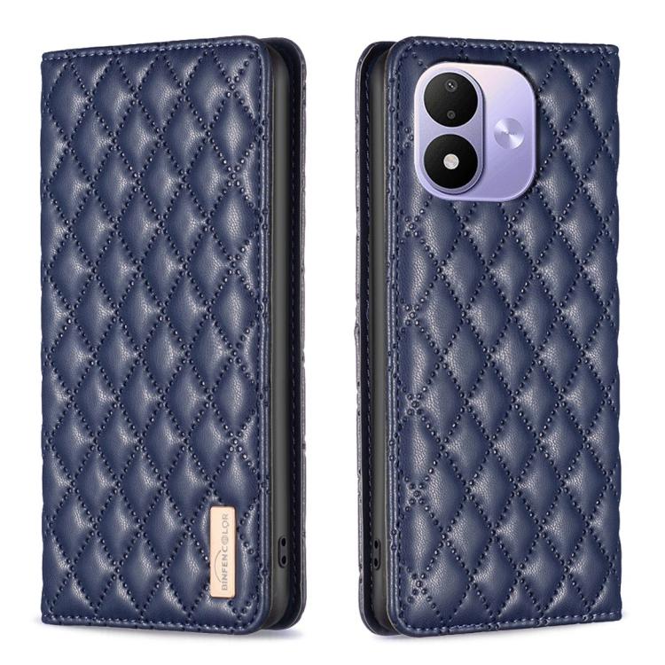 Diamond Lattice Magnetic Leather Flip Phone Case For Redmi