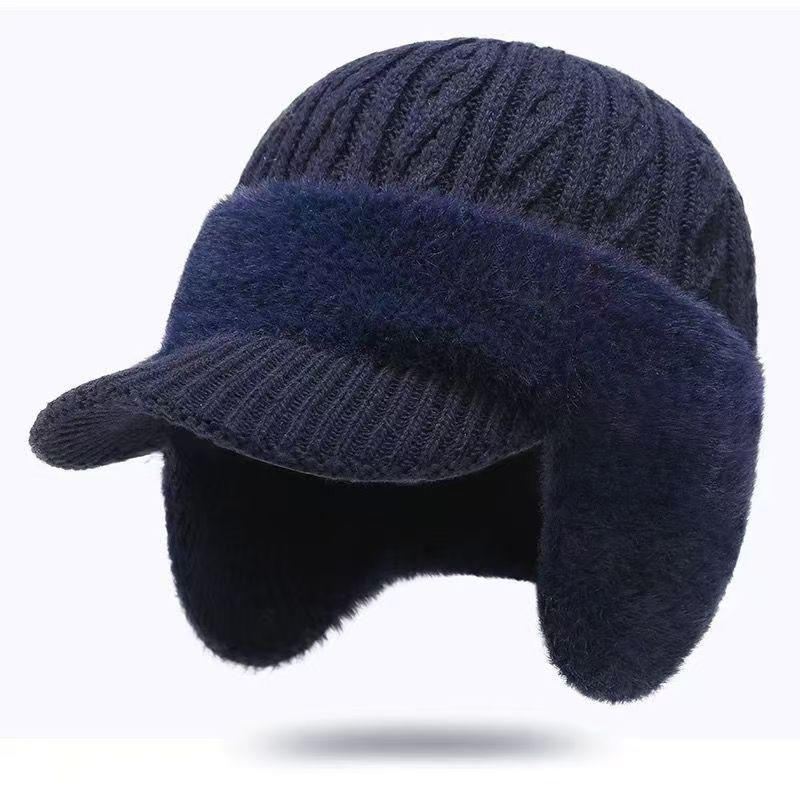 Unisex Winter Hat Outdoor Thick Ski Sports Knitted Hat Plush Fur Lined Warm Earflap Cap Stylish Soft Knit Hat
