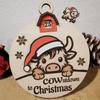 Cow-Themed Christmas Countdown Sign Cartoon Wooden Holiday Countdown Decor