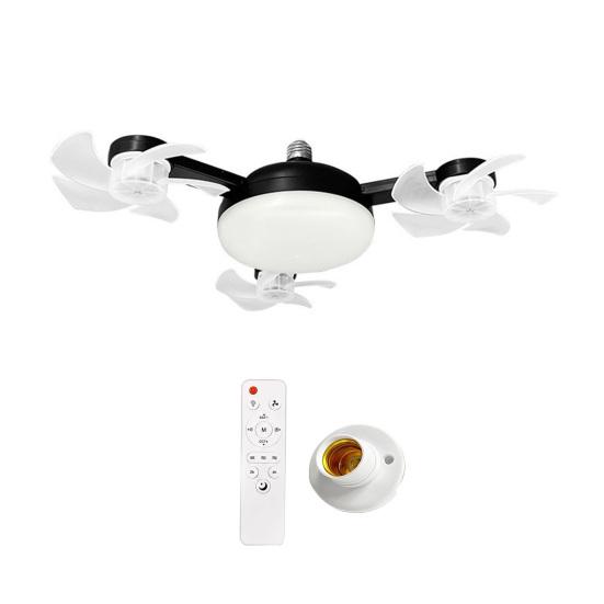 Потолочный вентилятор со светом, 3/4/5 лопастей и пультом дистанционного управления, 2-в-1, бесшумный светодиодный, типа «дрон», для вентиляции гостиной, складные лопасти, 3 скорости, регулируемая яркость, цоколь E27 для