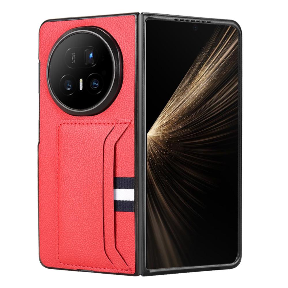 Чехол для Honor Magic V5 5G с держателем для карт, кожа с текстурой личи + ПК