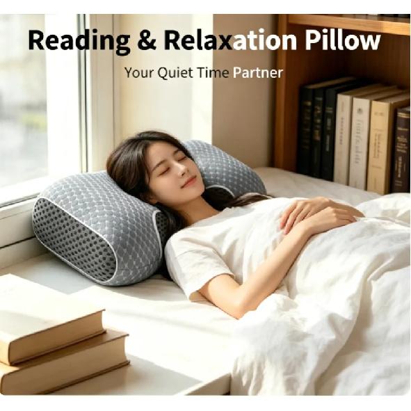 Grey Soybean Fiber Cervical Pillow 2Pcs Ergonomic Neck Support Cushion Relieve Neck Discomfort for Home Use