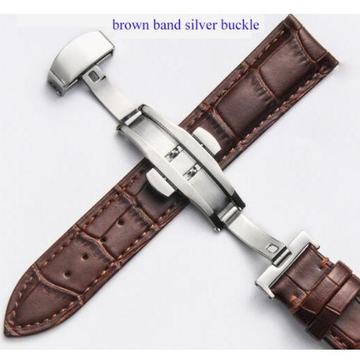 12 13 14 15 16 17 18 19 20 21 22 23 24 мм Ремешок для часов для женщин и мужчин, ремешки для наручных часов, кожаная застежка-бабочка с двойным нажатием