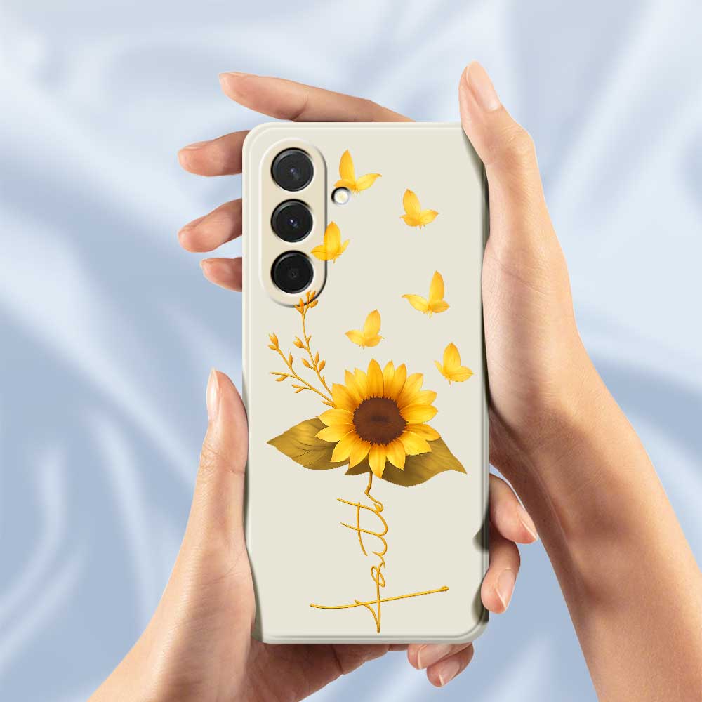 For Samsung Galaxy A36 5G Case Golden Butterfly Sunflower Pattern Printing Straight Edge TPU Phone Back Cover