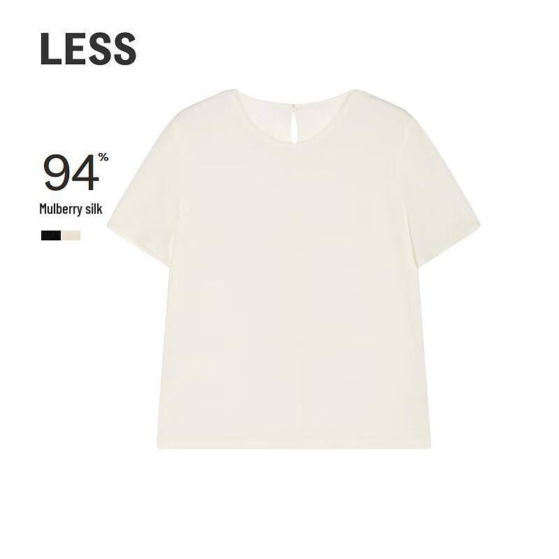 LESS 2025 Autumn Silk Blend Round Neck Pullover Shirt