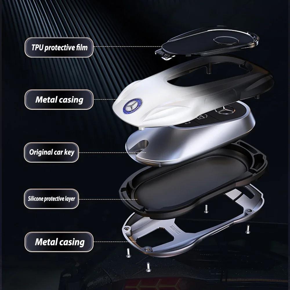 C200 E200 New 2025 For Mercedes Benz Fashion Ziny Alloy Car Key Case Cover Shell for Mercedes Benz AMG A B C E S Class W204 W205