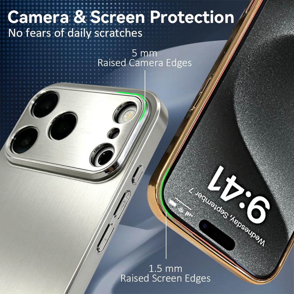 Fashion Leopard Cute Phone Case For iPhone 17 16 15 14 13 12 Pro Max Plus Electroplated Metal Shockproof Bumper Case Glass Back