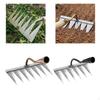 2Pcs Heavy Duty Weeding Hoe Rake Harrow Garden Lawn Leveling Loosen Soil Planting Hand Tool