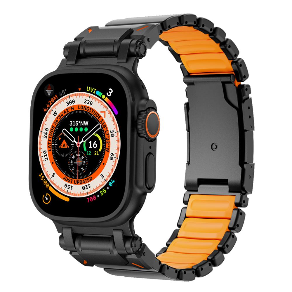 Металлический ремешок для часов из титана для Apple Watch Band Ultra 3 49 мм Серии 11 10 9 8 7 6 SE Резиновый Люксовый ремешок для iWatch 46 мм 45 мм 44 мм