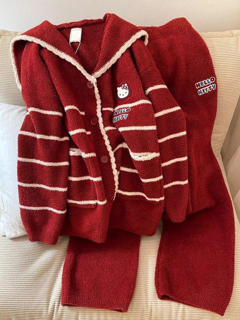 Женская бархатная домашняя пижама в корейском стиле, утолщенный комплект больших размеров для осени и зимы с рождественским настроением.