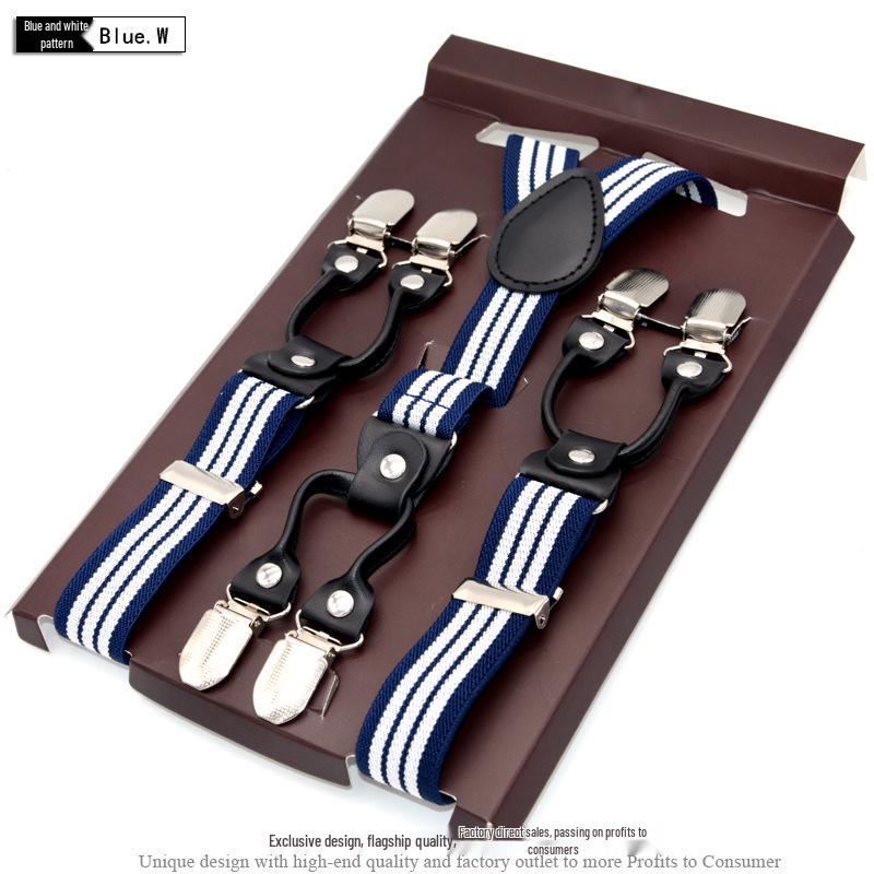 Unisex 2.5cm Six-Clip Elastic Business Suspenders