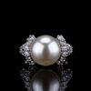 Light Luxury French Retro Natural Pearl Ring, Women'S High-End Sense Of Luxury Temperament Diamond-Set Design Ring