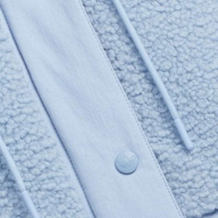 Adidas Оригинальная однотонная женская куртка с вышитым логотипом на молнии и воротником-стойкой, синяя HY1374