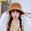 Winter Casual Lamb Wool Warm Sun Cap Panama Hat Fisherman Cap Bucket Hat