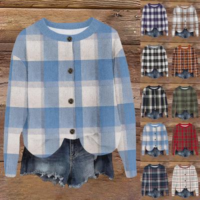 Женский модный свитшот с длинным рукавом и принтом, свободный топ, осенняя вязаная куртка-кардиган на пуговицах