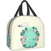 Cute Frog with Big Eyes Print Thermal Lunch Bag Insulated Bento Box Reusable Waterproof Lunch Bag for Office Picnic Hiking Beach