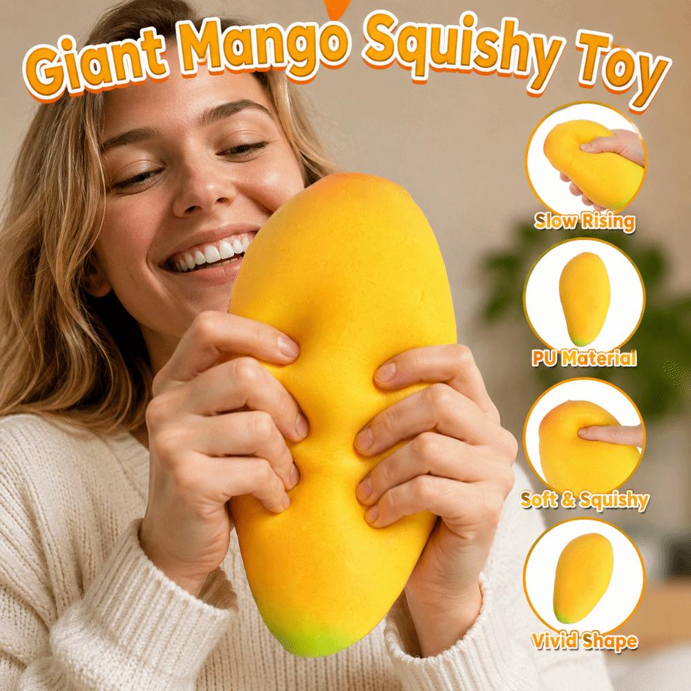 16cm Giant Mango Squishy Toy Super Soft Mango Squeeze Toy Realistic Fruits Pinch Office Desk Toy