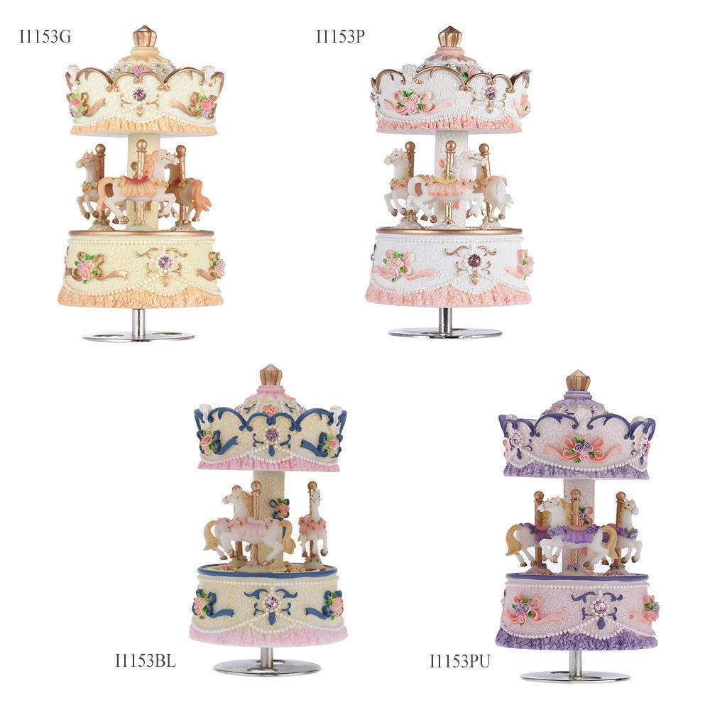 Музыкальная шкатулка Muslady Laxury Windup с 3 лошадьми, музыкальная шкатулка, художественное оформление/подарочный замок «Мелодия в небе»