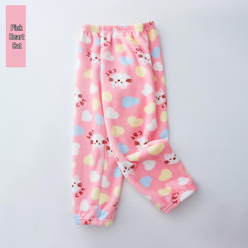Children's Thickened Flannel Sleep & Lounge Pants - Double-Sided Fleece, Cuffed, Warm Winter Wear