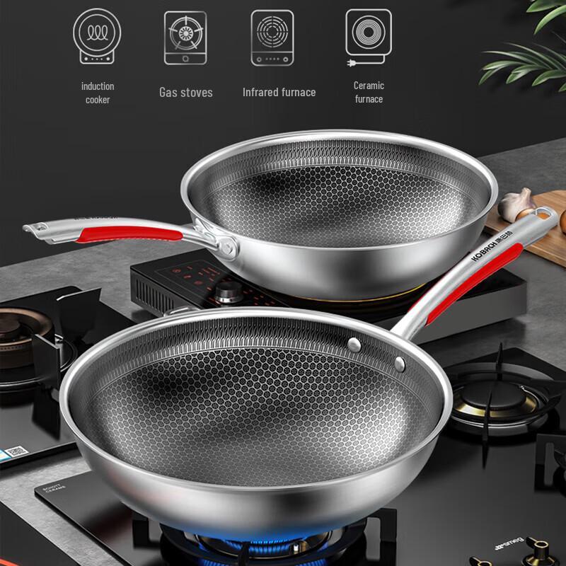 KOBACH 32cm Honeycomb Non-Stick Stainless Steel Wok