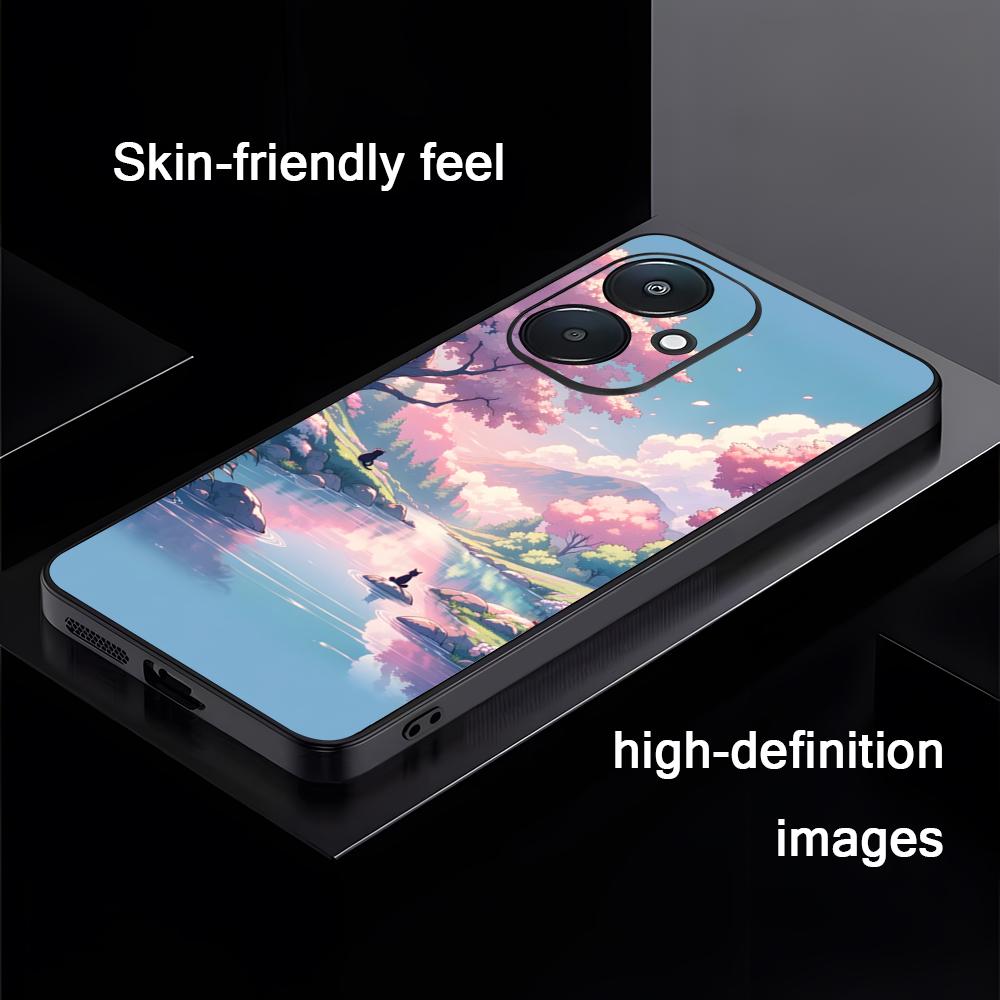 Картина с цветами вишни Художественный чехол для телефона Для Xiaomi Redmi 14C 13C 12C Note14 13 12 11 10 Pro Plus S Мягкая черная крышка для телефона