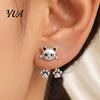 Front Back Cat Earrings 1 Pair Cute Paw for Women, Vintage Pet Lover Jewelry Gifts Stud Earrings, Small Kitten Gift Lovers Birthday Presents Her