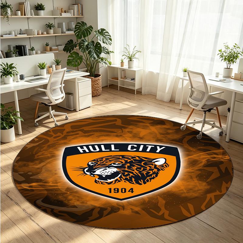 Hull FC Printed Round Crystal Velvet Rug Soft Non Slip Floor Carpet For Bedroom Holiday Gift