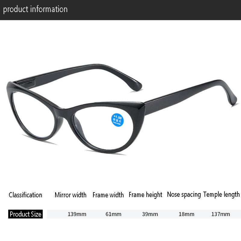 Очки для чтения Classcial Cat Eyes Прозрачные линзы Очки для пресбиопии Очки + 1,0 + 2,0 + 3,0 + 4,0 унисекс
