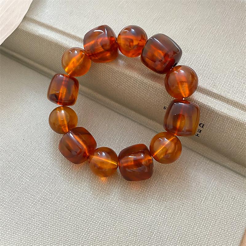 Acrylic Irregular Square Round Beaded Bracelets for Women Colorful Geometry Resin Bangles Simple Hand Jewelry Accessories