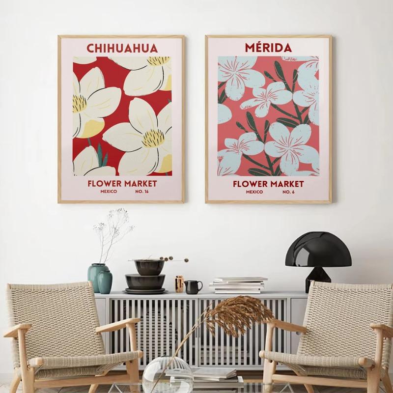1 шт. Художественные принты «Цветочный рынок» Барселона Япония Испания Мексика Всемирный Эстетический Постер с Растениями Печать Домашний Офис Спальня Декор