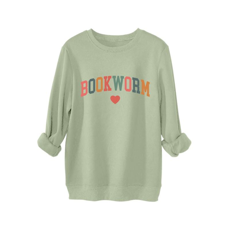 Womens Thick Fleece-Lined Casual Oversized Hoodie Sweatshirt - Solid Color Long Sleeve Round Neck Streetwear Style