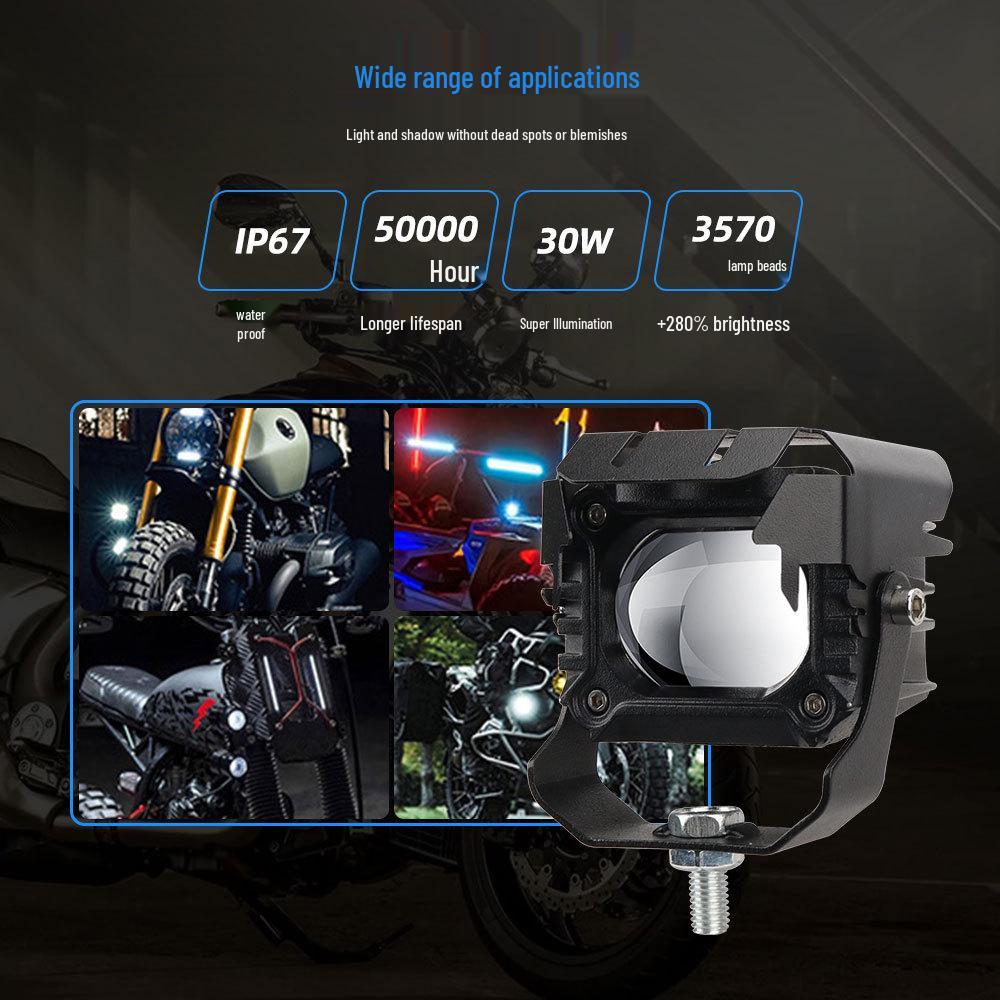 Двухлучевой светодиодный прожектор для автомобилей и мотоциклов - Желтый и Белый