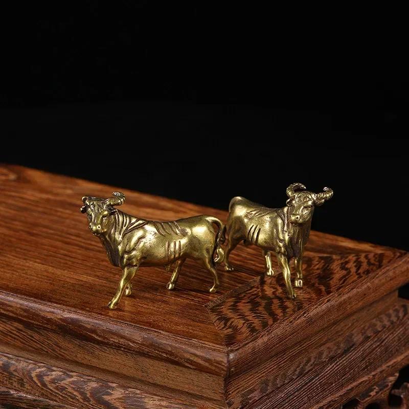 1 Pair Pure Copper X Zodiac Ox Small Ornaments Desktop Ornaments Twisted And Shy To Welcome The Ox Ornaments