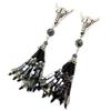 [P3599] - Silver Black 'Navajos' Designer Earrings