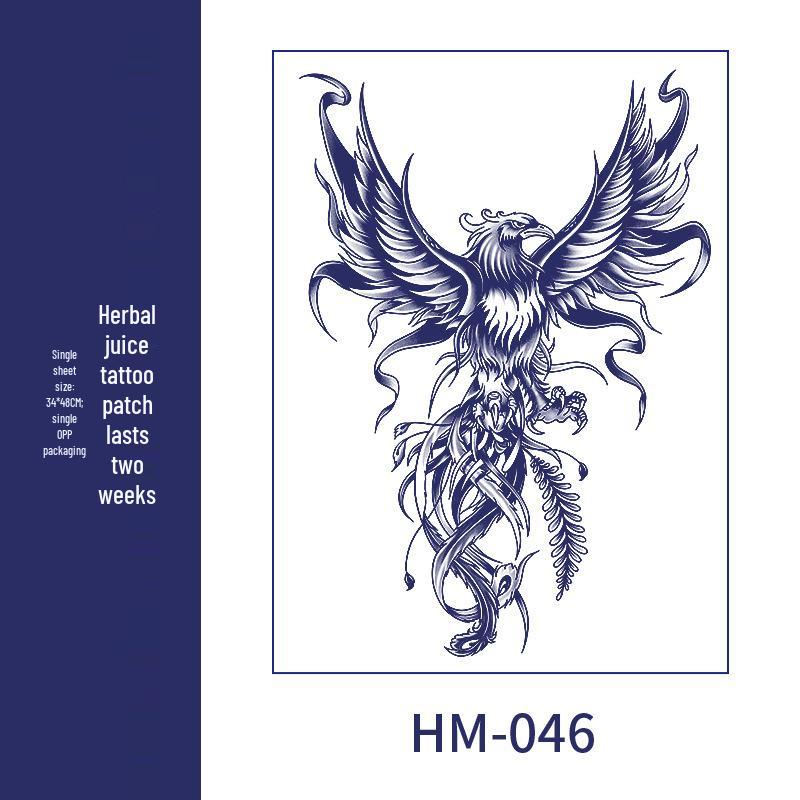 Waterproof Men's Herbal Tattoo Stickers: Full & Half Back, Long-Lasting, Large Floral Designs for Chest & Arm.