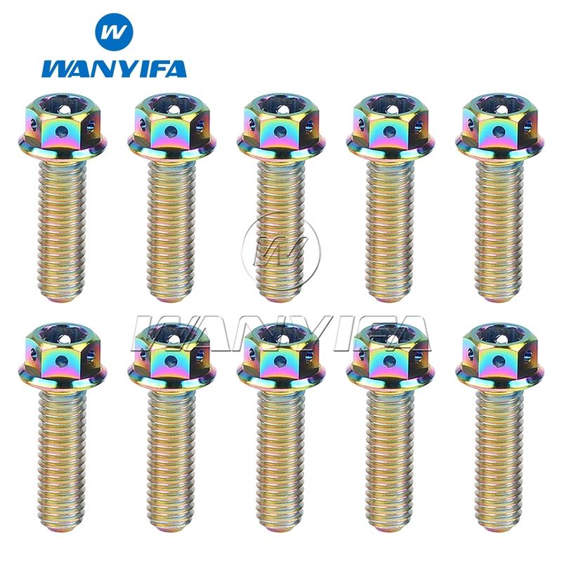 Wanyifa Titanium Bolt M6x10/15/20/25/30/35/40/45/50/55/60/75mm Flange Inner Hexagon Head Screws for Motorcycle 4/10pcs