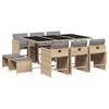 VidaXL Ensemble à manger de jardin et coussins 11 pcs mélange beige 3277919