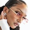 New Fashion Rectangle Rimless Sunglasses Women Men Vintage Luxury Brand Designer Sexy Lady Diamond Cut Sun Glasses For Female