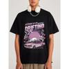 Men's Black T-Shirt Tokyo Drifting Oriental Cherry Pink Car Mount Fuji Graphic Print Streetwear Casual Summer Top