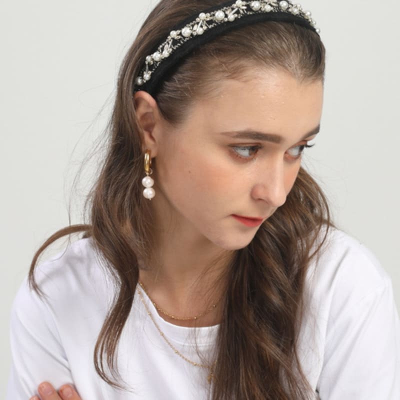 Этническая повязка для волос LALA Pearl - Черная