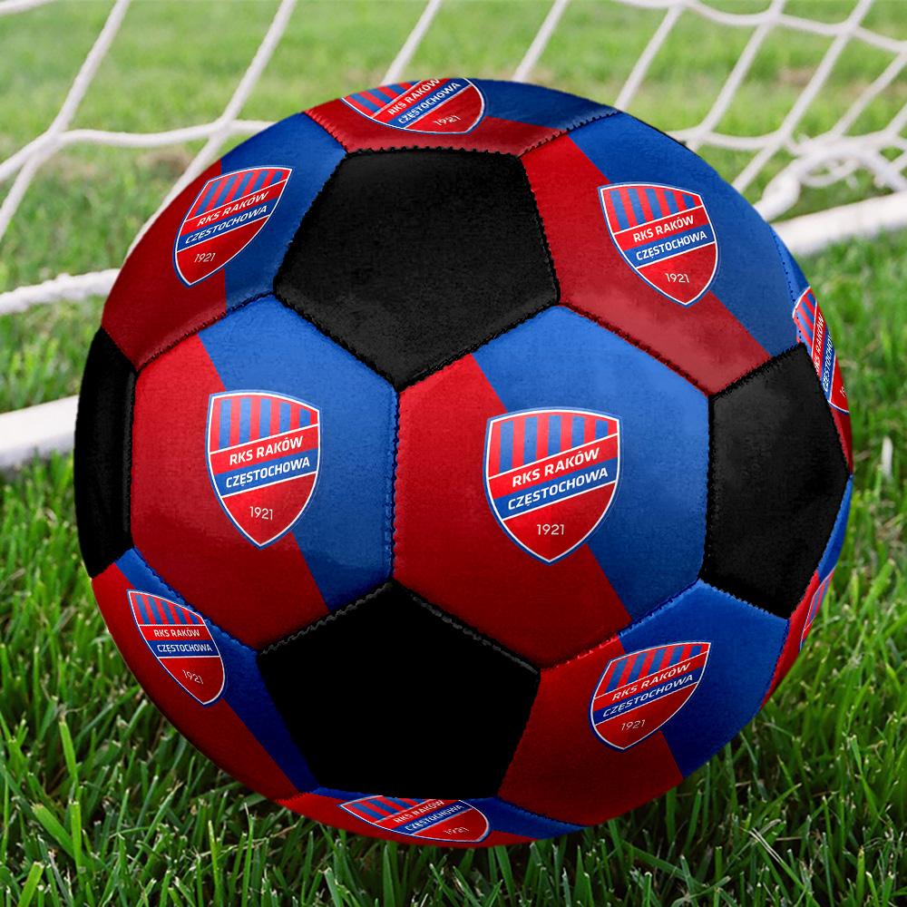 Raków Częstochowa Indoor Soccer Ball Colorful All Ages Size 5 Machine Stitched PVC Competition Ready Durable High-Bounce