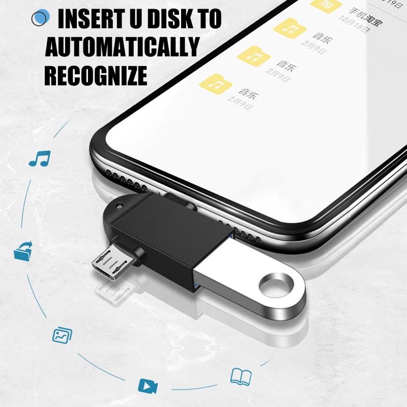 Адаптер OTG 2-в-1 Адаптер Micro USB Type C к USB 3.0 Type-C Преобразователь адаптера USB C OTG