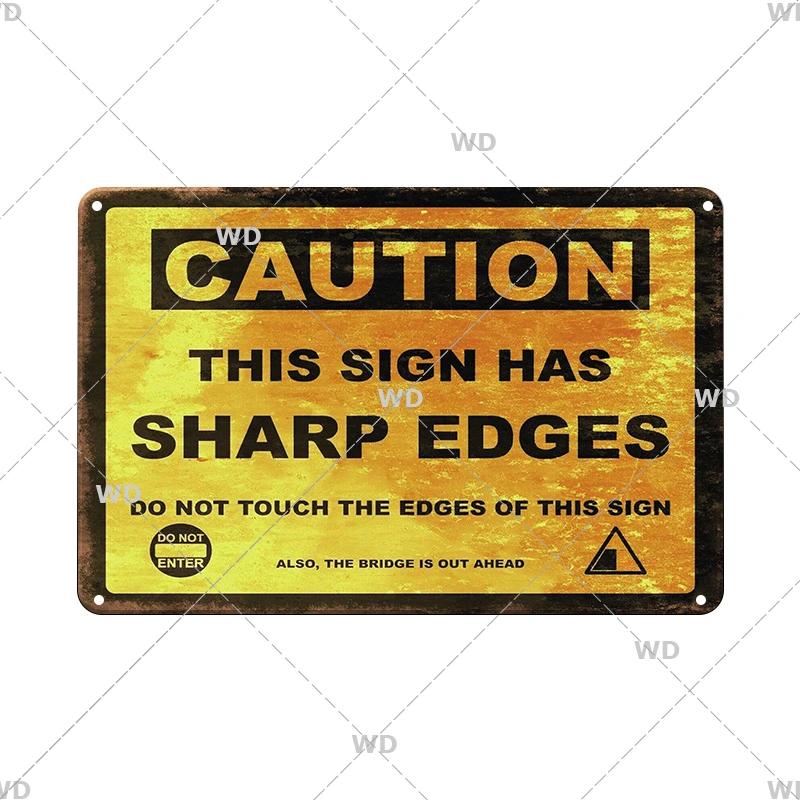 Caution Metal Tin Sign Vintage Metal Plaque Warning Slogan Retro Metal Posters Plate Signs Door Factory Home Wall Decor
